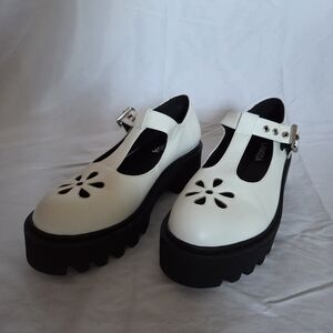 White Platform Chunky Mary Jane Shoes